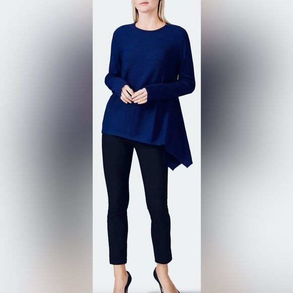 DEREK LAM BLUE ASYMMETRICAL KNIT PULLOVER WOMENS SIZE XS - Picture 8 of 8